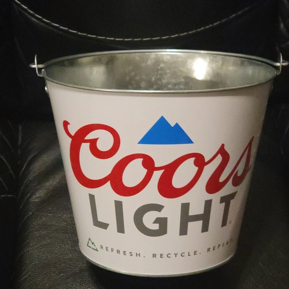 Coors Light Beer Bottle Service Handled Galvanized Metal 5 Quart Ice Bucket Pail